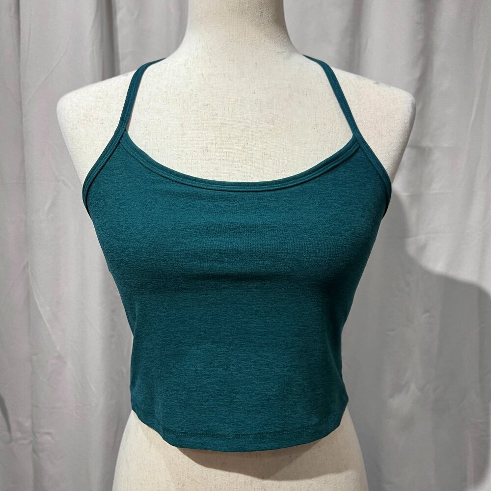 Beyond Yoga space dye teal crop tank top bra M